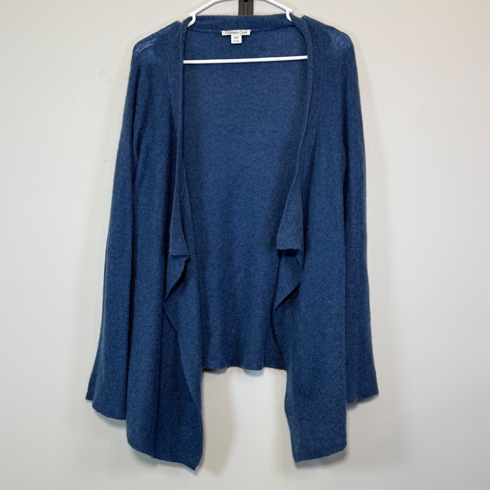 Coldwater Creek Cardigan Women S Blue 100% Cashmere Waterfall Open Front Classic